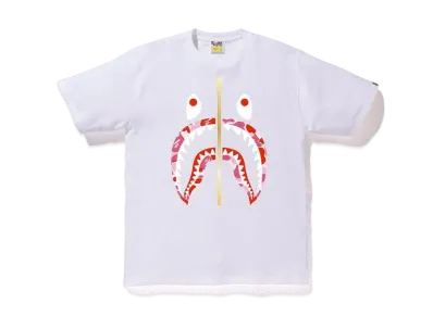 A BATHING APE ABC Gold Zip Shark Tee "White/Pink"