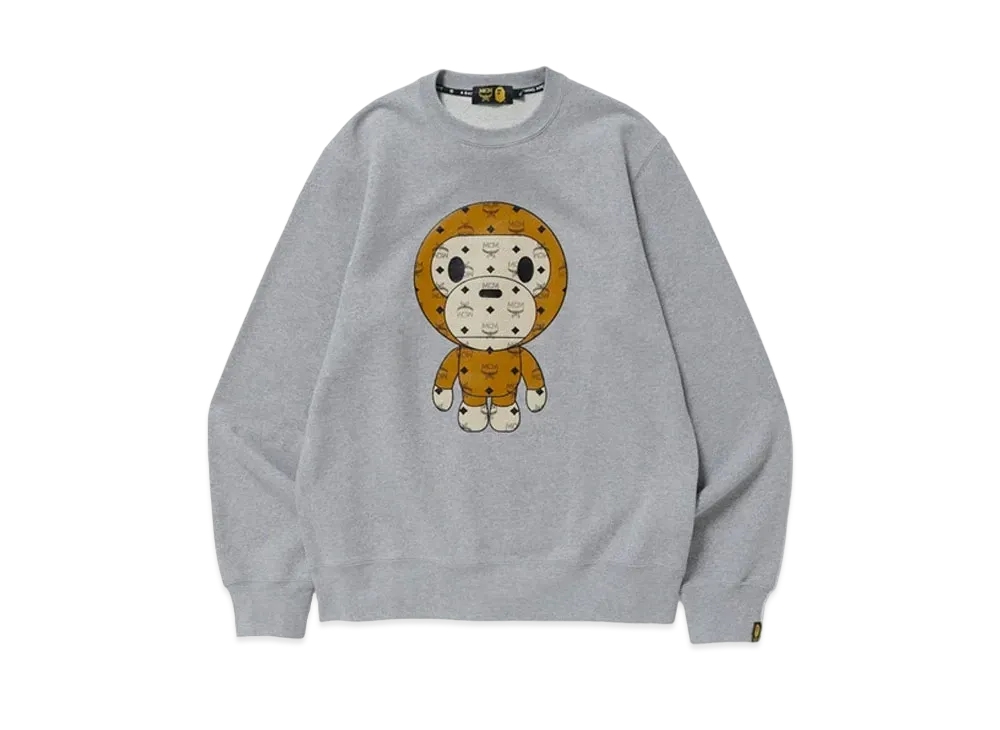 A BATHING APE / MCM Baby Milo Crewneck "Grey"