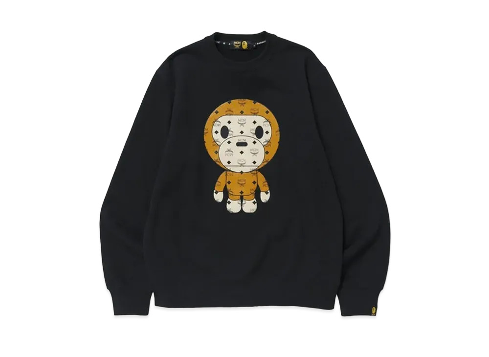 A BATHING APE / MCM Baby Milo Crewneck "Black"