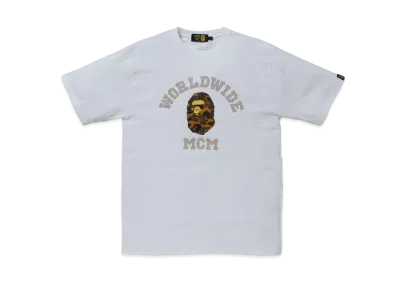 A BATHING APE / MCM Rhinestone College Tee "White"