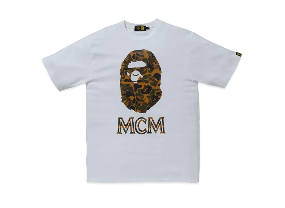 A BATHING APE / MCM Camo Ape Head Tee "White"