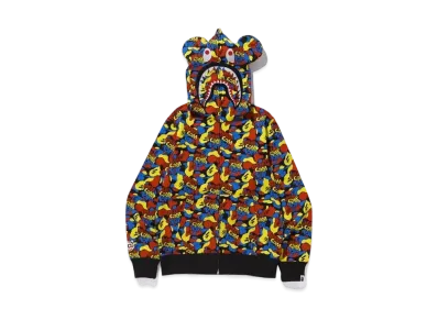 A BATHING APE / Medicom Toy Camo Bear Shark Full Zip Hoodie "Multi"