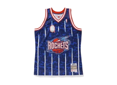 A BATHING APE Mitchell & Ness Rockets Camo Basketball Swingman Jersey "Blue"