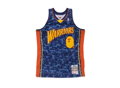 A BATHING APE Mitchell & Ness Warriors ABC Basketball Swingman Jersey "Blue"