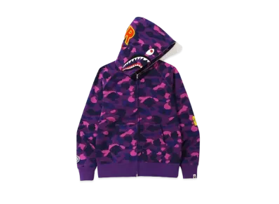 A BATHING APE 1st Camo PONR Shark Full Zip Hoodie "Purple"