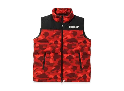 A BATHING APE Color Camo Down Vest "Red"