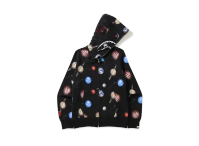 A BATHING APE GALAXY SHARK FULL ZIP HOODIE "Black"