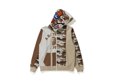 A BATHING APE DESERT CAMO PANEL SHARK FULL ZIP HOODIE "Beige"