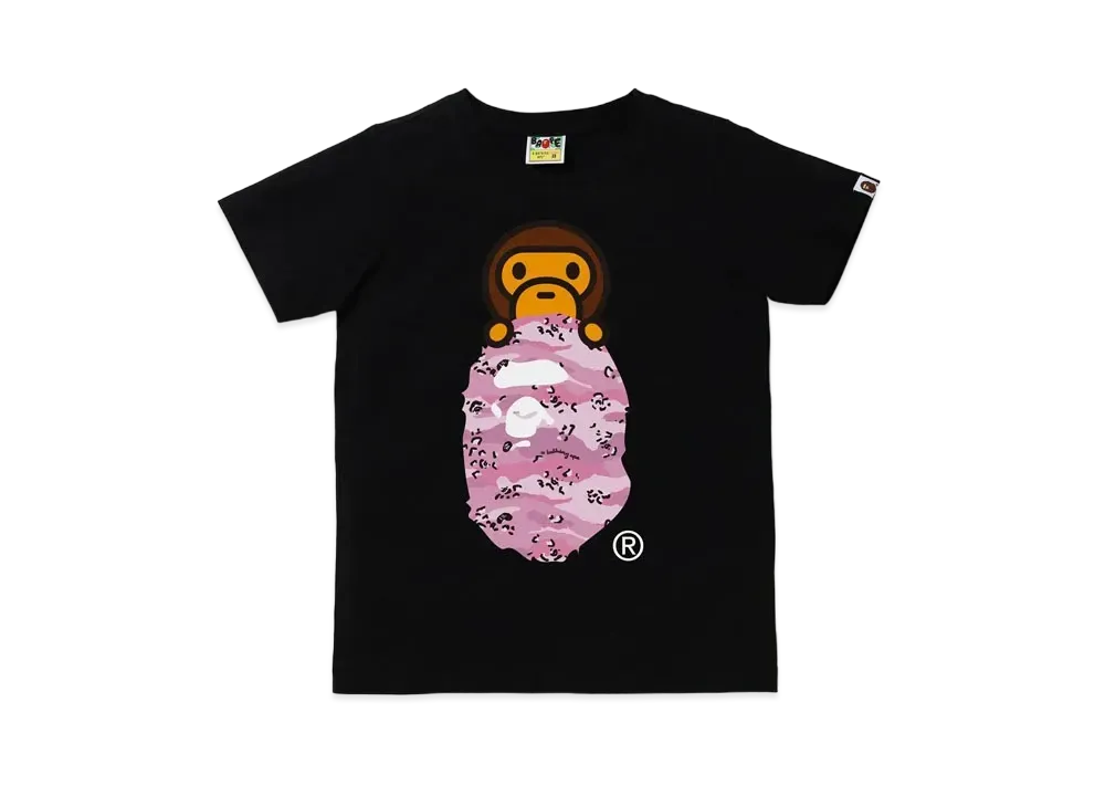 A BATHING APE DESERT CAMO MILO ON APE HEAD TEE "Black/Pink"