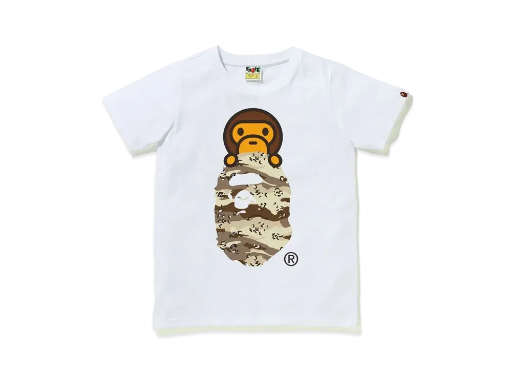 A BATHING APE DESERT CAMO MILO ON APE HEAD TEE "White/Beige"