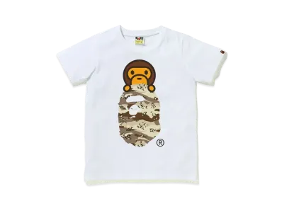 A BATHING APE DESERT CAMO MILO ON APE HEAD TEE "White/Beige"