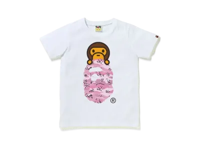 A BATHING APE DESERT CAMO MILO ON APE HEAD TEE "White/Pink"