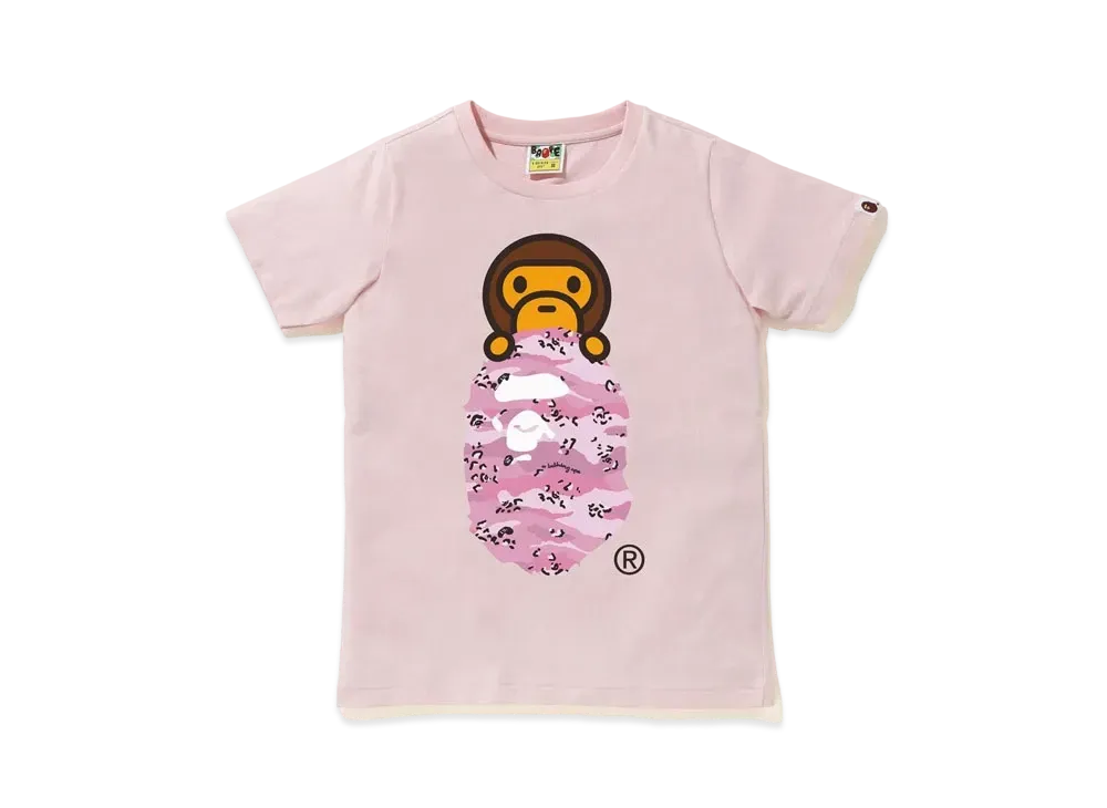 A BATHING APE DESERT CAMO MILO ON APE HEAD TEE "Pink"