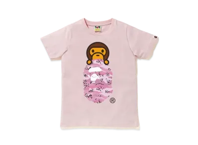 A BATHING APE DESERT CAMO MILO ON APE HEAD TEE "Pink"