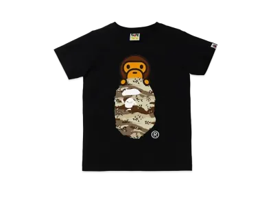 A BATHING APE DESERT CAMO MILO ON APE HEAD TEE "Black/Beige"