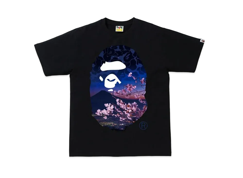 A BATHING APE Sakura Photo Ape Head Tee "Black"