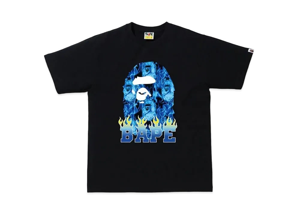 A BATHING APE Ape Head Flame T-Shirt "Black/Blue"