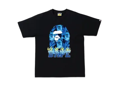 A BATHING APE Ape Head Flame T-Shirt "Black/Blue"