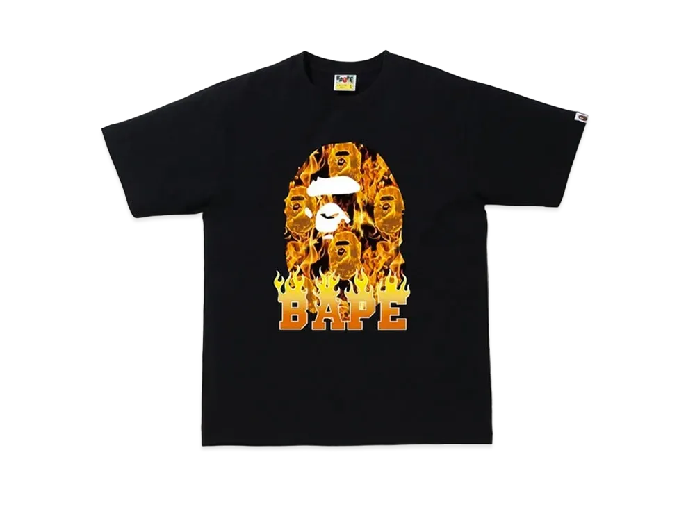 A BATHING APE Ape Head Flame T-Shirt "Black/Orange"