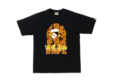A BATHING APE Ape Head Flame T-Shirt "Black/Orange"