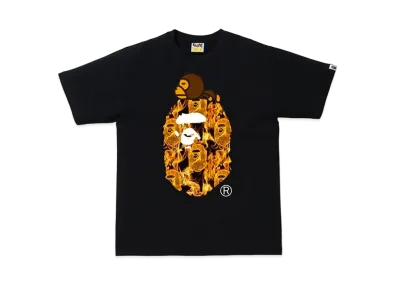 A BATHING APE Flame Milo On Big Ape T-Shirt "Black/Orange"