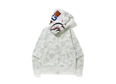 A BATHING APE City Camo Shark Wide Full Zip Double Hoodie "White"