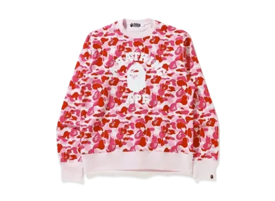 A BATHING APE ABC Camo College Wide Crewneck "Pink"