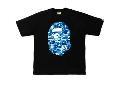 A BATHING APE ABC Camo Big Ape Head Relaxed Tee "Black/Blue"
