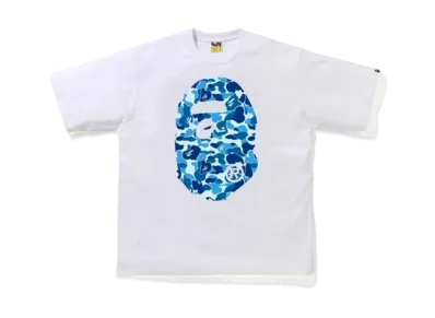 A BATHING APE ABC Camo Big Ape Head Relaxed Tee "White/Blue"