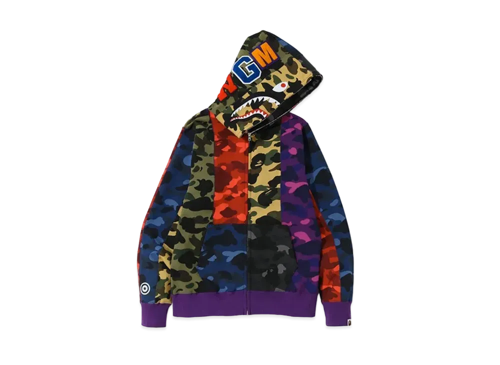 A BATHING APE Mix Camo Crazy Shark Full Zip Hoodie "Multi"
