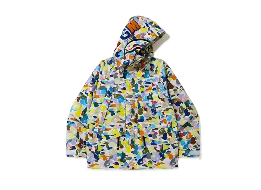 A BATHING APE Multi Camo Shark Snowboard Jacket "White"