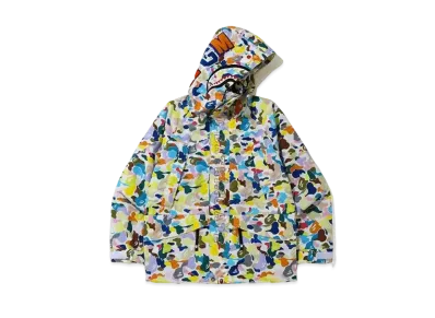 A BATHING APE Multi Camo Shark Snowboard Jacket "White"