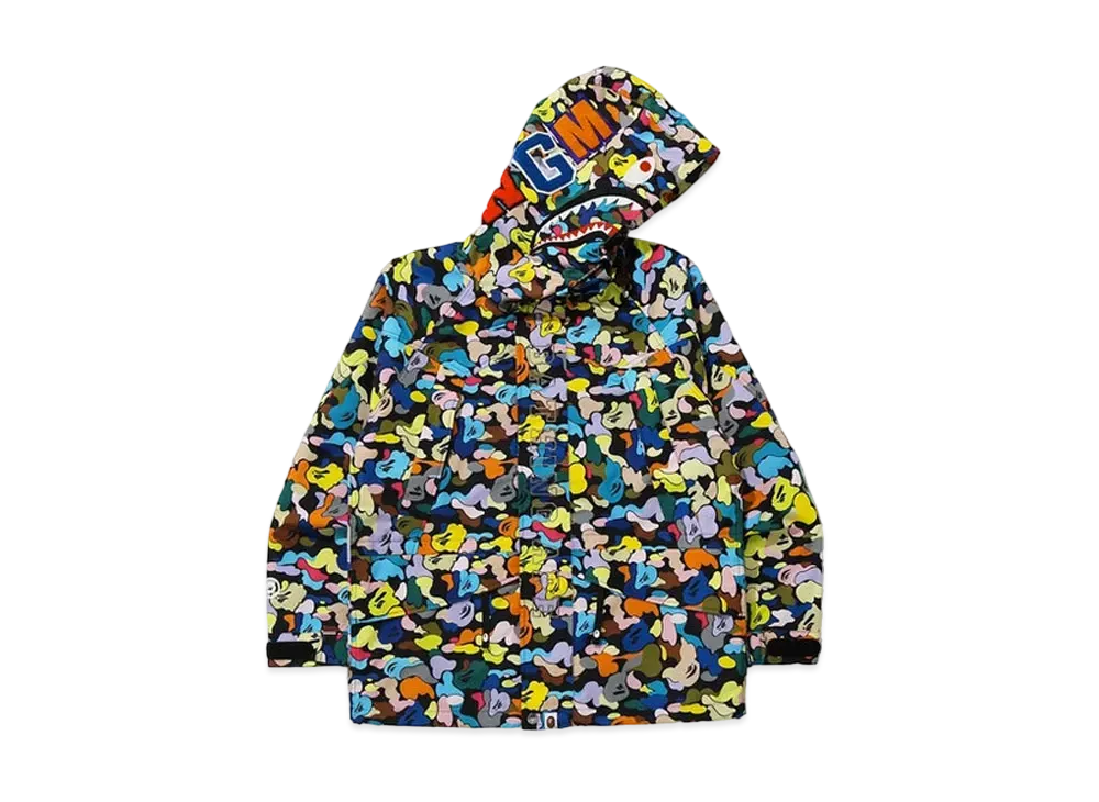 A BATHING APE Multi Camo Shark Snowboard Jacket "Black"