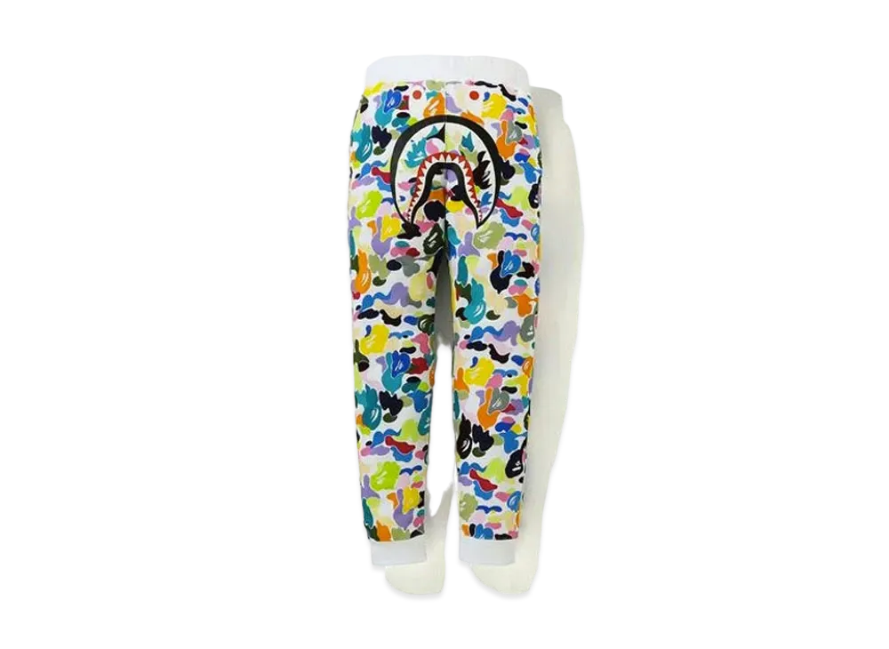 A BATHING APE MULTI CAMO SHARK SLIM SWEAT PANTS "White"