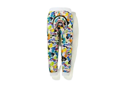 A BATHING APE MULTI CAMO SHARK SLIM SWEAT PANTS "White"