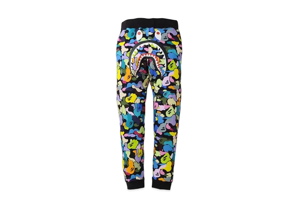 A BATHING APE MULTI CAMO SHARK SLIM SWEAT PANTS "Black"