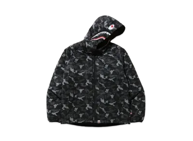 A BATHING APE Digital Camo Shark Padded Hoodie Jacket "Black"