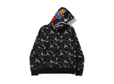 A BATHING APE Digital Camo Shark Wide Pullover Hoodie "Black"