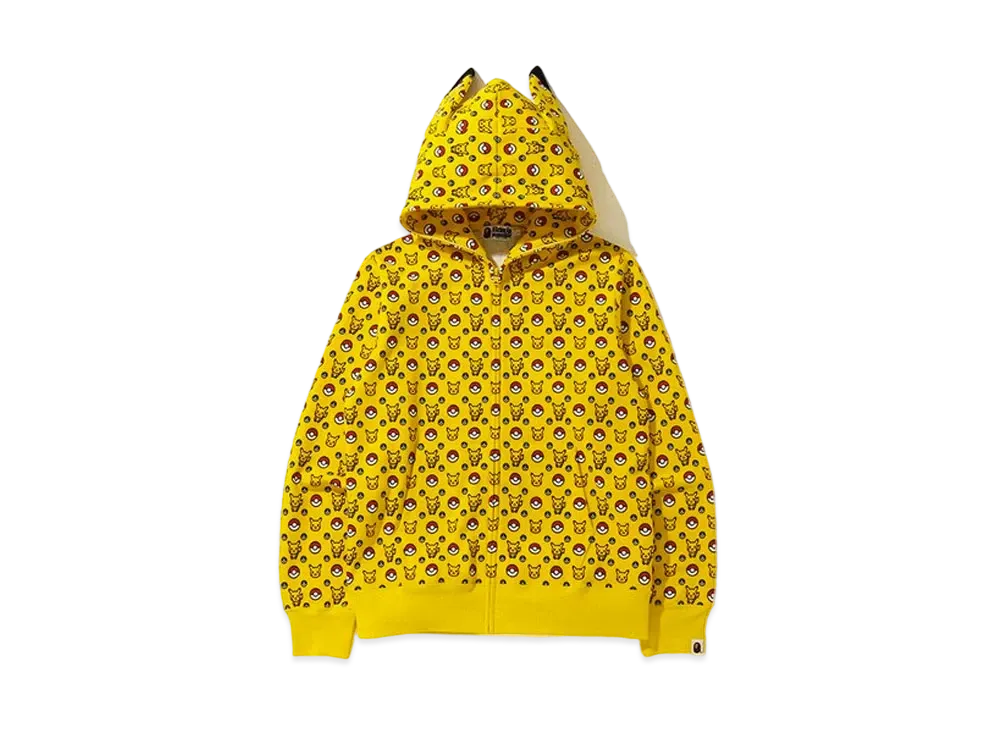 A BATHING APE / Pokemon Full Zip Hoodie "Yellow"