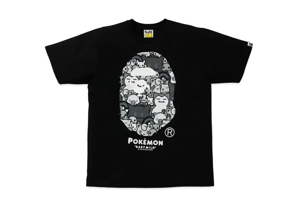 A BATHING APE / Pokemon Monotone Ape Head Tee #2 "Black"