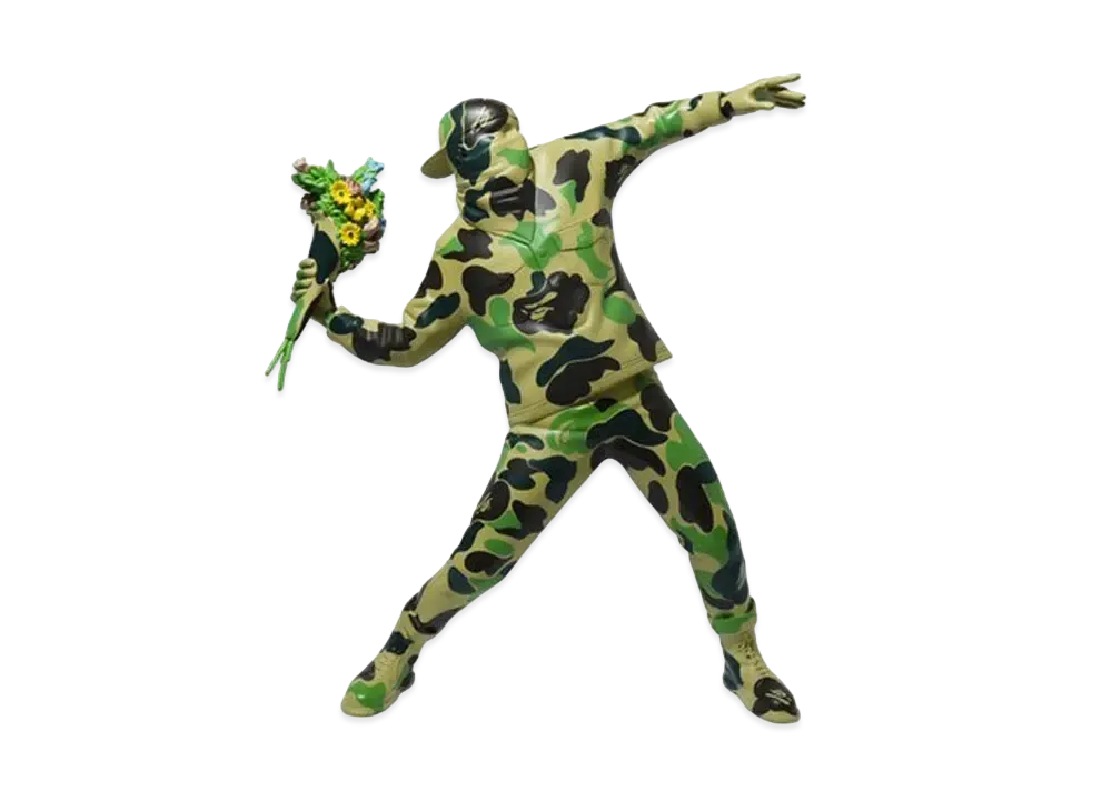 A BATHING APE Banksy Brandalism Flower Bomber Sculpture "Camo"