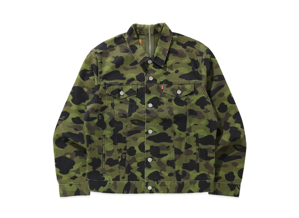 A BATHING APE / LEVI'S COLOR CAMO TRUCKER JACKET "Green Camo"