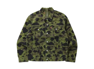 A BATHING APE / LEVI'S COLOR CAMO TRUCKER JACKET "Green Camo"