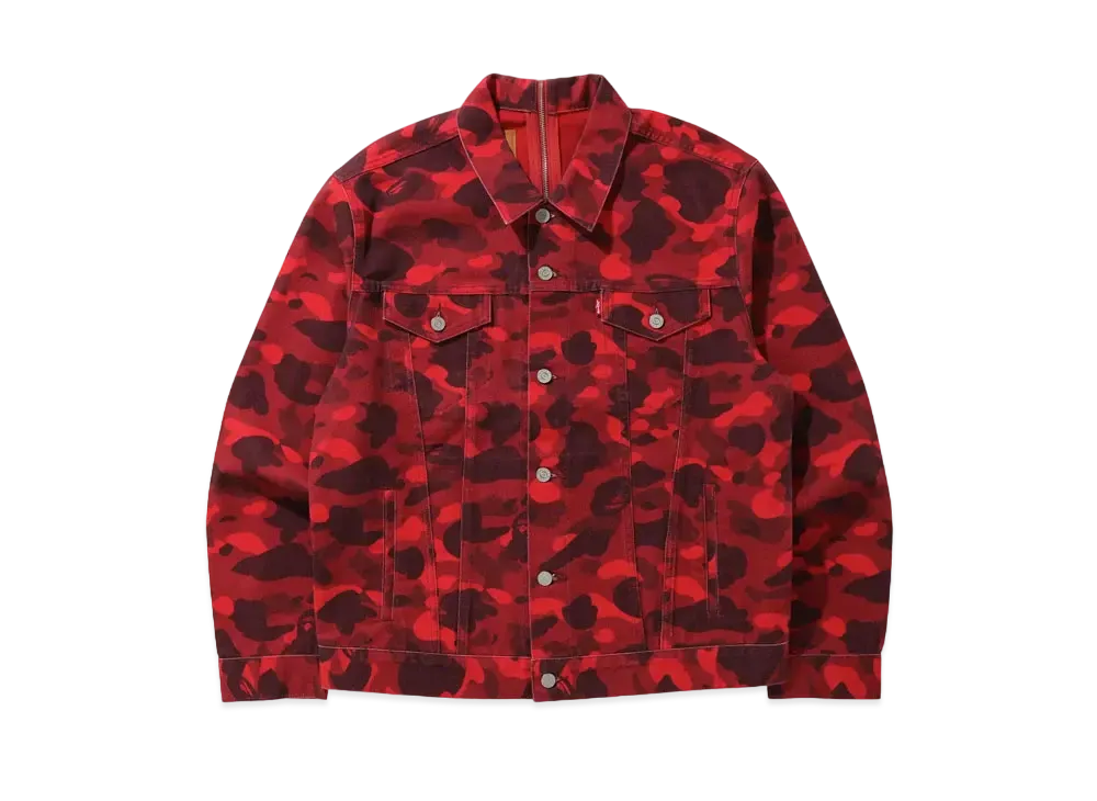 A BATHING APE / LEVI'S COLOR CAMO TRUCKER JACKET "Red Camo"