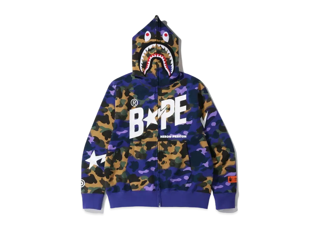 A BATHING APE X HERON PRESTON MIX 1ST CAMO SHARK RELAXED FULL ZIP HOODIE "Camo"