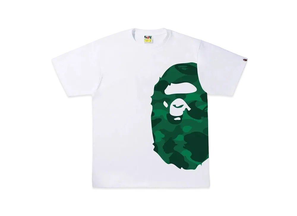 A BATHING APE COLOR CAMO SIDE BIG APE HEAD TEE "White Green"