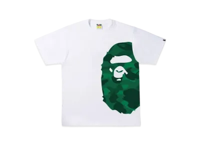 A BATHING APE COLOR CAMO SIDE BIG APE HEAD TEE "White Green"