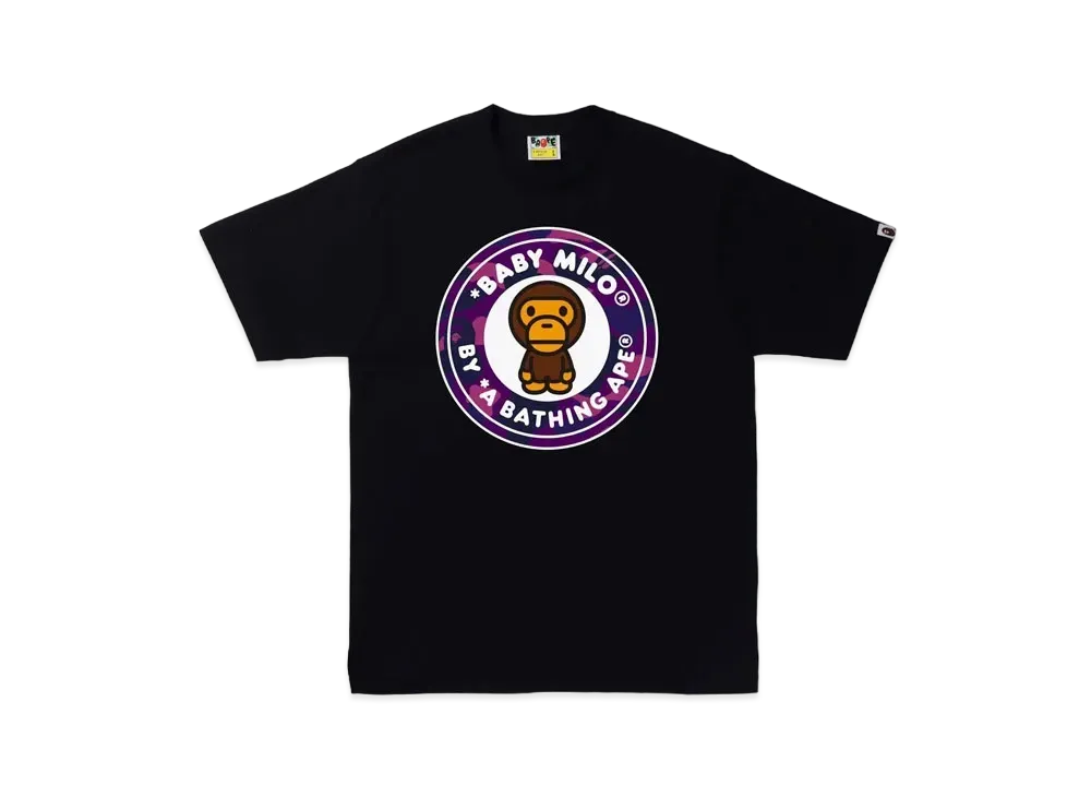 A BATHING APE COLOR CAMO MILO BUSY WORKS TEE "Black Purple"