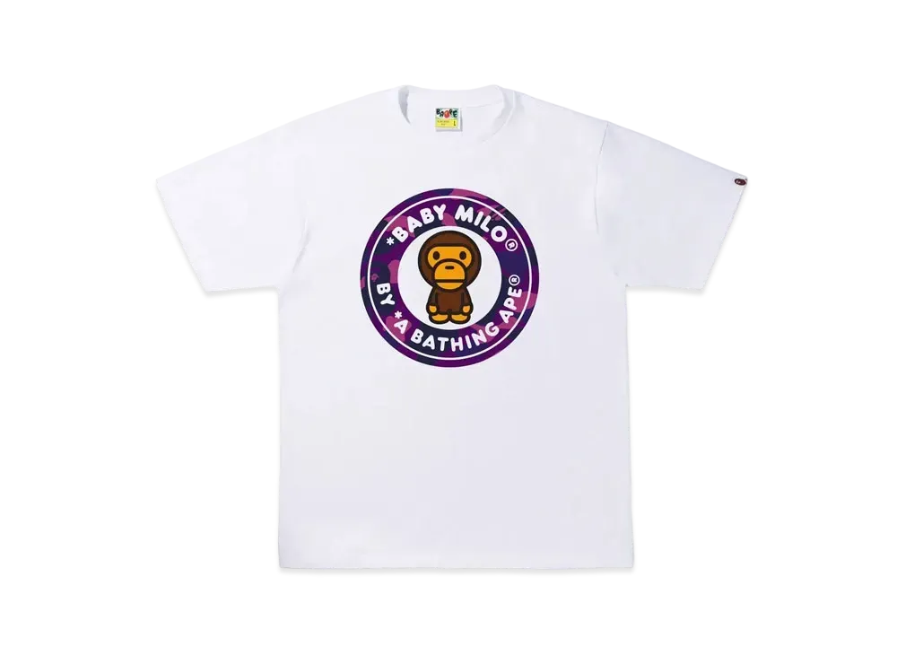 A BATHING APE COLOR CAMO MILO BUSY WORKS TEE "White Purple"