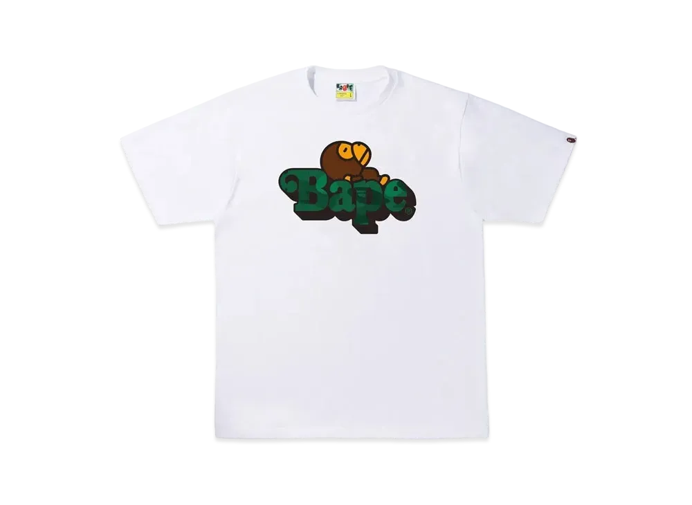 A BATHING APE COLOR CAMO MILO ON BAPE TEE "White Green"